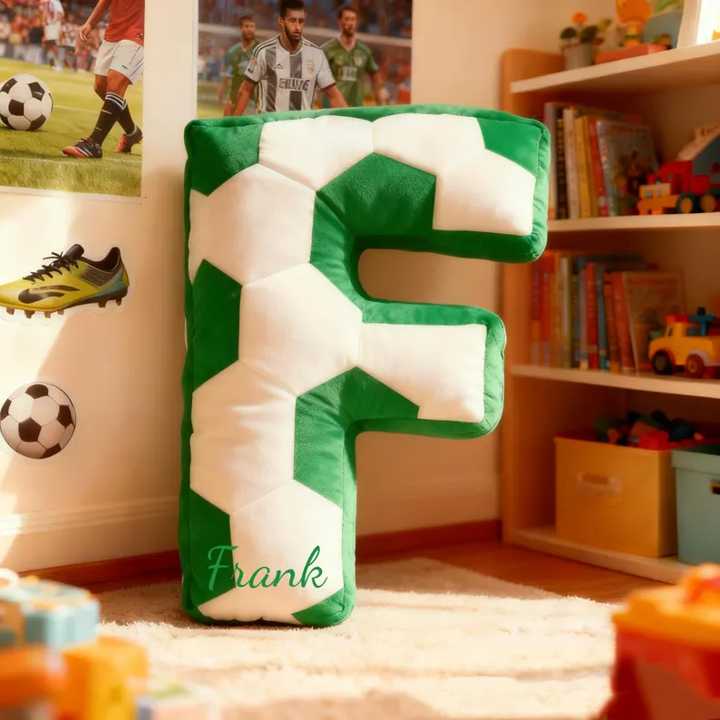 Custom Initial Pillow with name Pillow - Soccer Ball Lover Player Fans Gift World Cup 2026